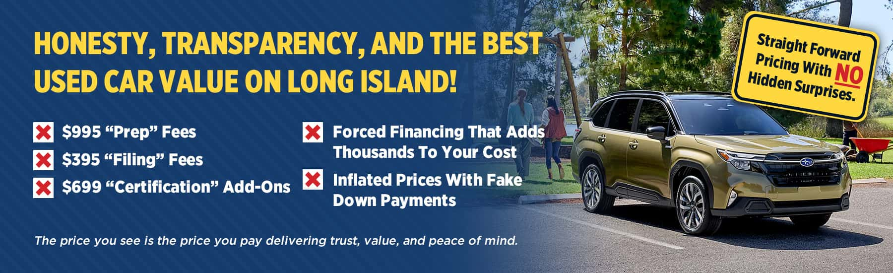 Straight Forward Pricing with NO Hidden Surprises at Competition Subaru of Smithtown