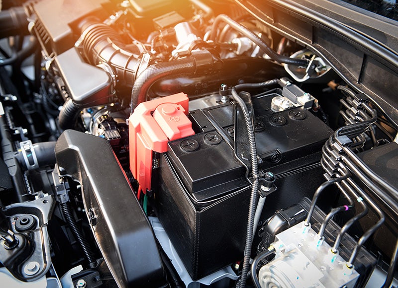 A detailed view of a vehicle engine compartment